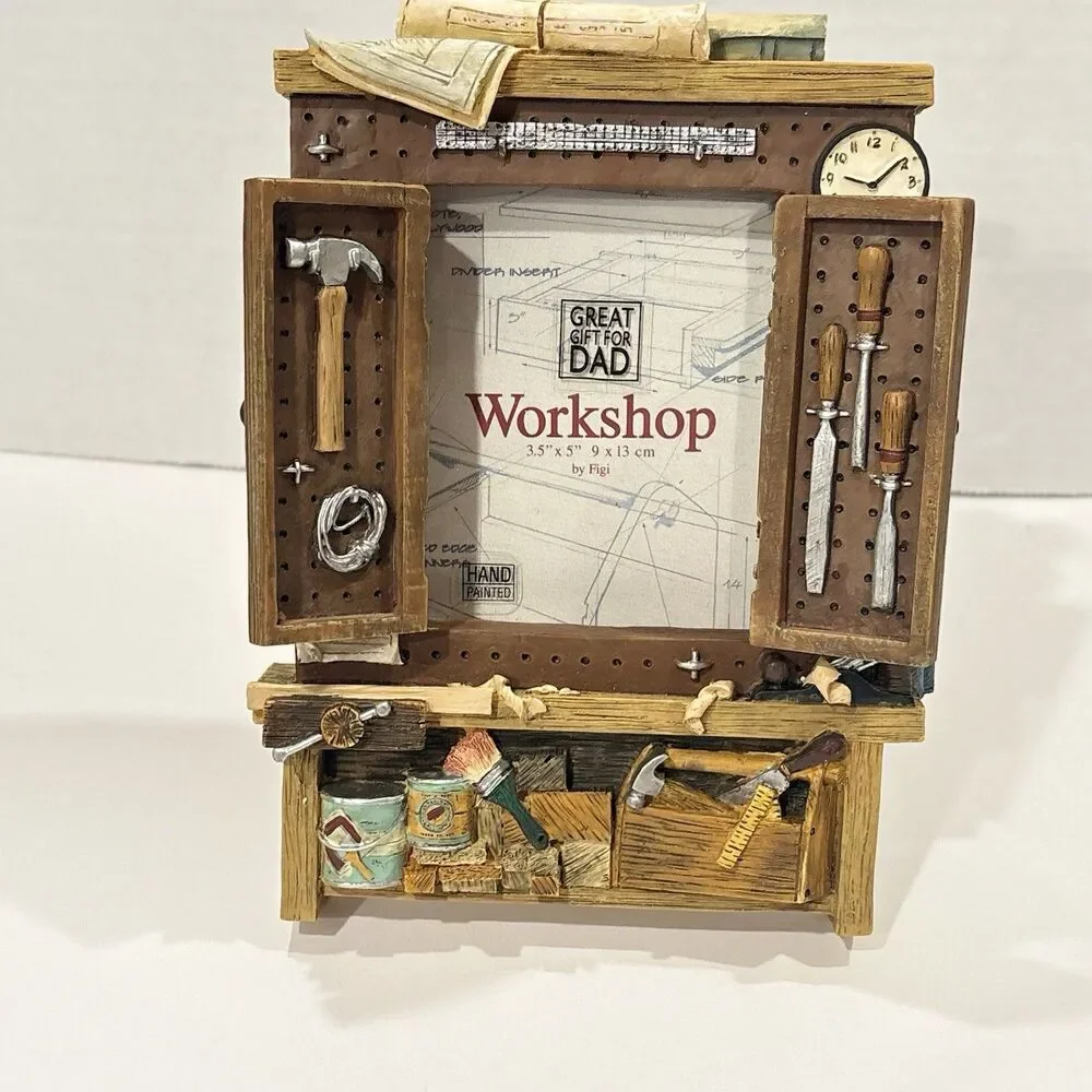 FIGI 3D Photo Frame NIB WorkShop PFH-WO-301 Saw Hammer Paint Brush Vice 3.5”x5”